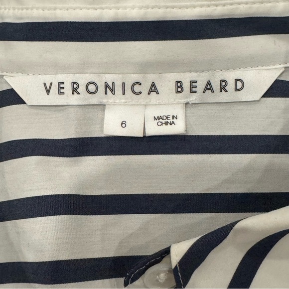 Veronica Beard Aderes Striped Button Down Shirt in Marine/Off-White size 6 EUC - Picture 6 of 10